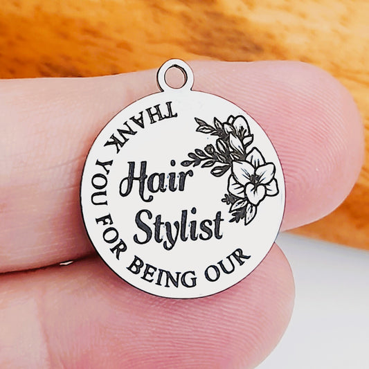 Hair Stylist Charms – Bulk Pack Wedding Flowers Stainless Steel Pendants - Tags