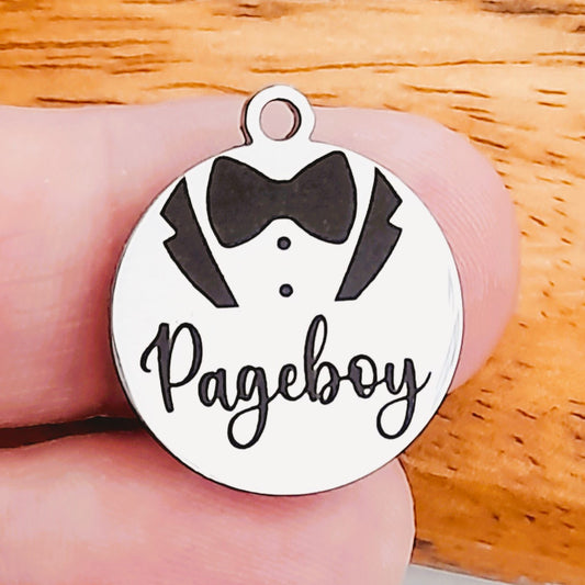 Pageboy Tuxedo Charms – Bulk Pack Wedding Stainless Steel Pendants - Tags