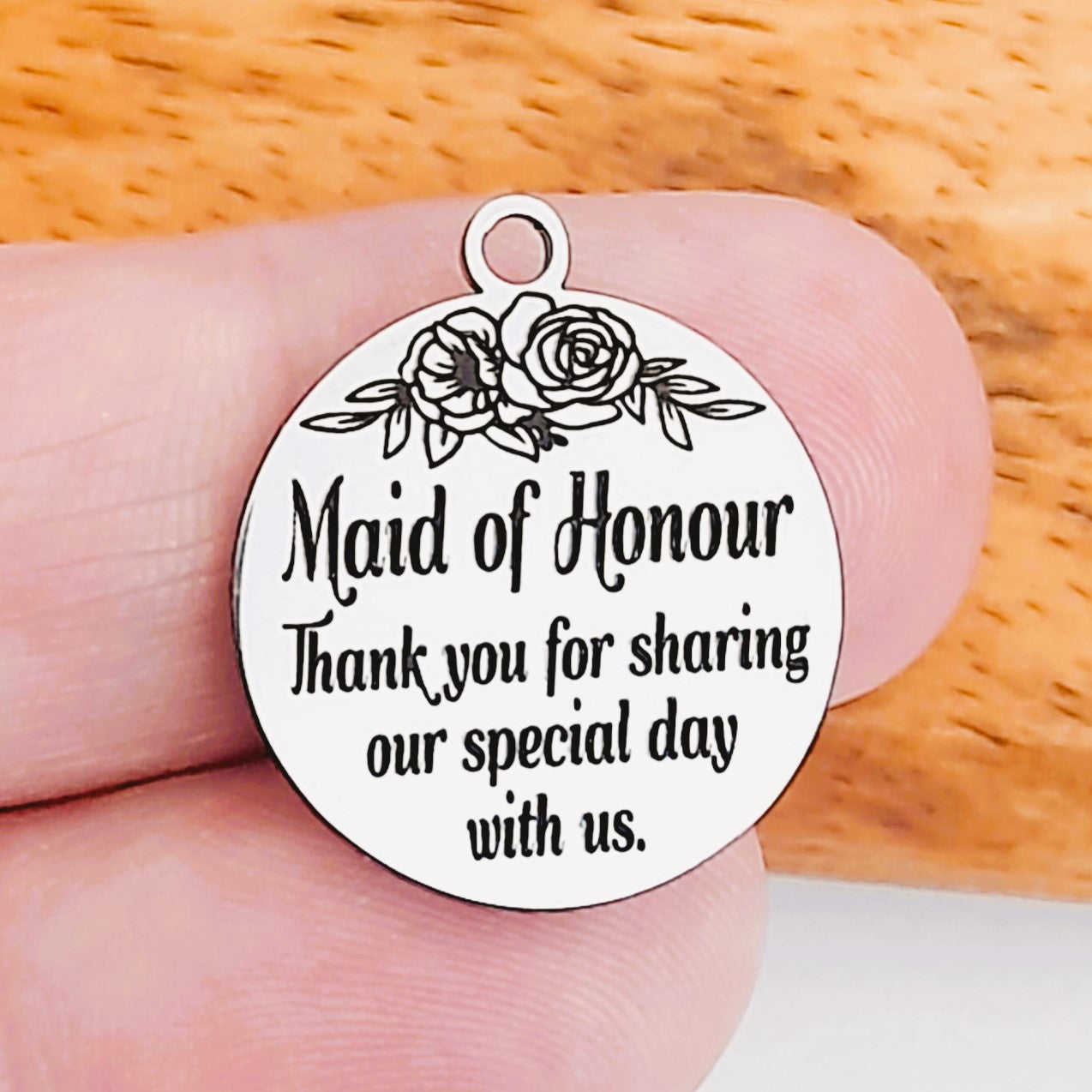 Maid of Honour Charm – Bulk Pack Wedding Stainless Steel Pendants - Tags