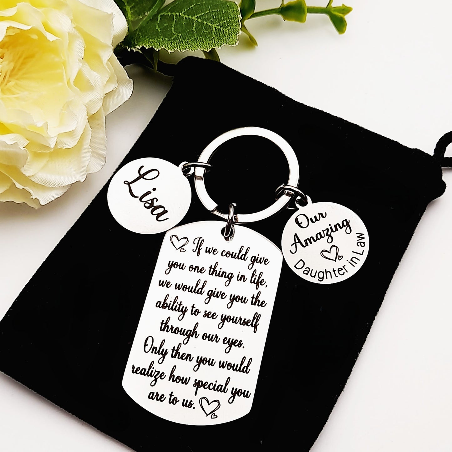 Daughter-in-Law Keychain – Thoughtful Gift with Sentimental Message for Birthday, Christmas, or Wedding
