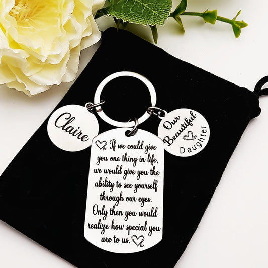 Personalised Daughter Keychain – From Mum, Dad, or Both – Sentimental Gift for Birthday, Christmas, or Graduation