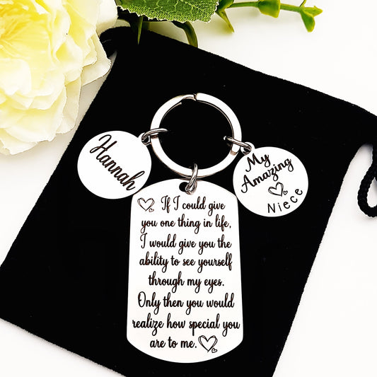 Personalised Niece Keychain – My Niece or Our Niece Sentimental Gift for Birthday or Christmas