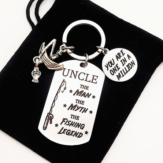 Unique 'One in a Million' Fishing Keyring – Perfect Gift for Your Uncle, Birthday or Christmas