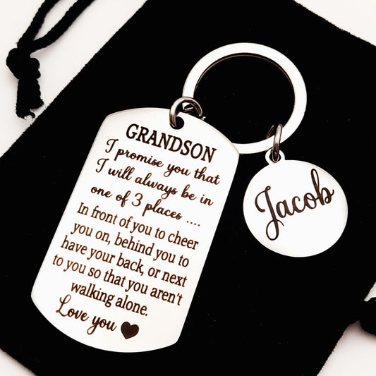 Personalised Grandson Keychain, Gift from Grandparents – Sentimental Keepsake for Birthday or Christmas