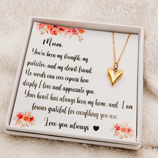 Mum Heart Necklace – Perfect Gift from Child/Children for Birthday, Christmas & Special Occasions