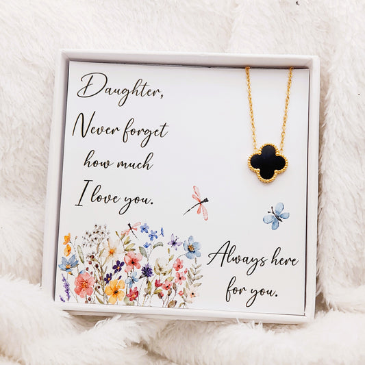 Daughter Necklace from a Parent with Sentimental Quote – Wildflower Design Gift Box