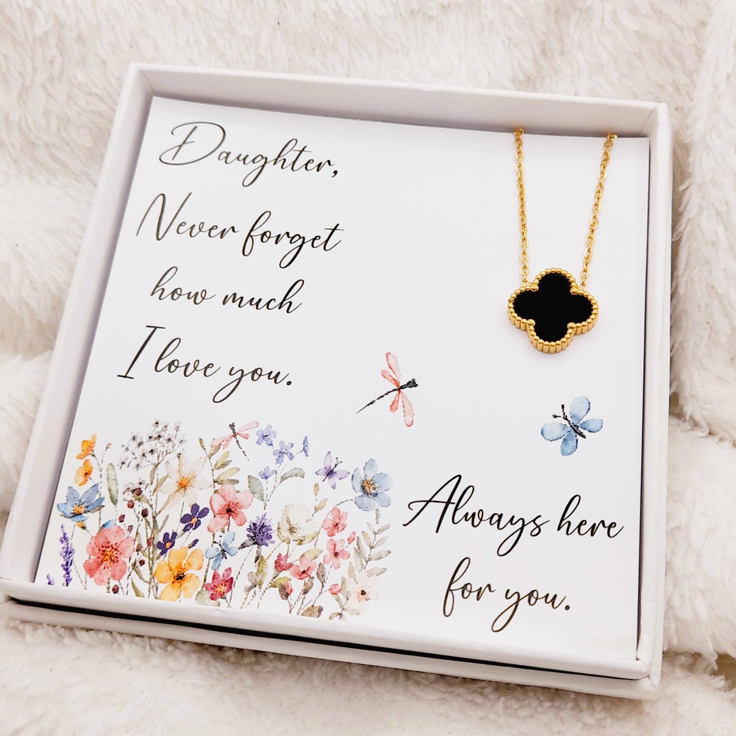 Daughter Necklace from a Parent with Sentimental Quote – Wildflower Design Gift Box