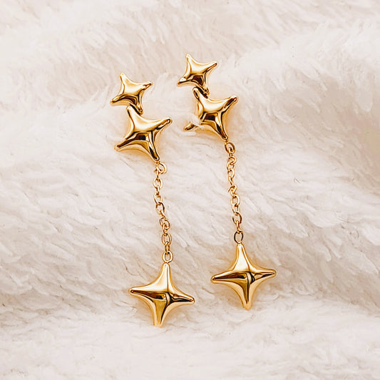 Star Tassel Drop Earrings – Stainless Steel 18K Gold Plated