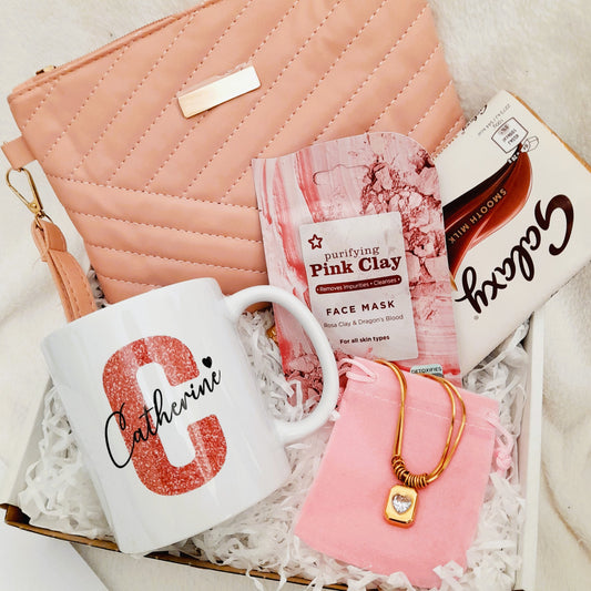 Luxury Gift Box for Women – Necklace, Mug, Makeup Bag, Face Mask & Chocolate – Perfect Birthday & Holiday Gift Set