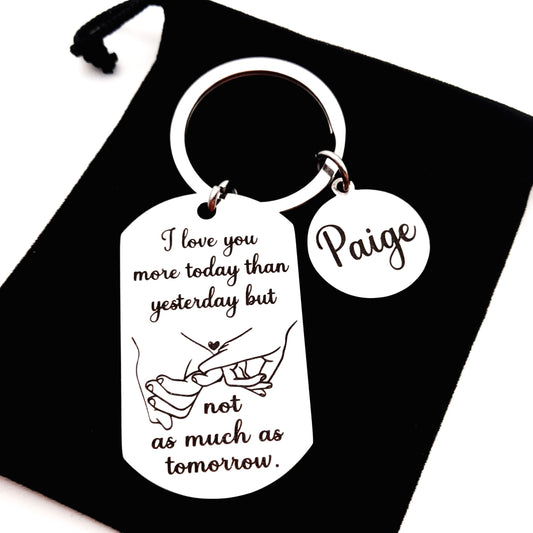 Personalised Valentines Keychain for a Girlfriend, Gift for Her , Gift for a Wife, I love you more today ..
