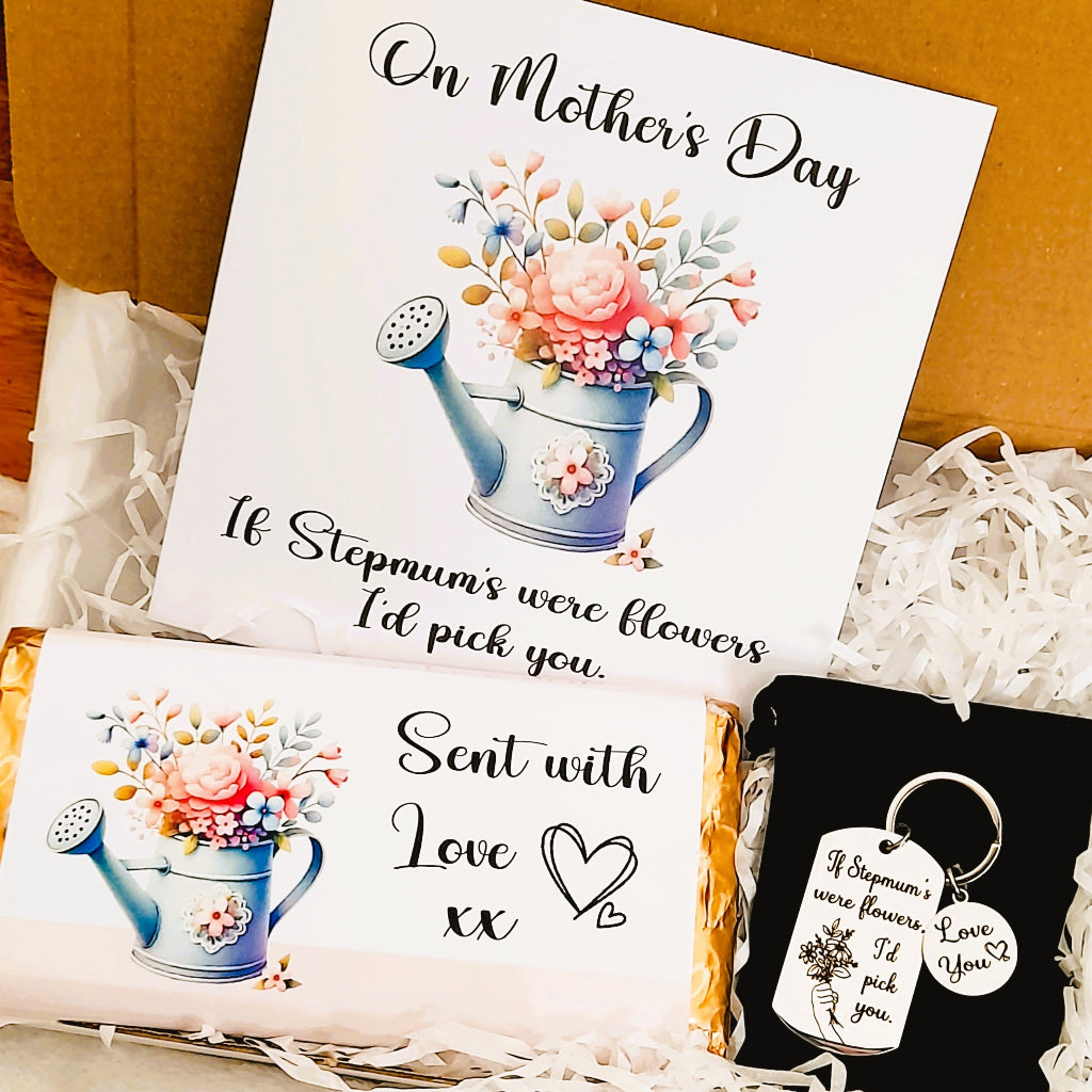 Mother's Day Stepmum Gift Box – Card, Keychain and Chocolate