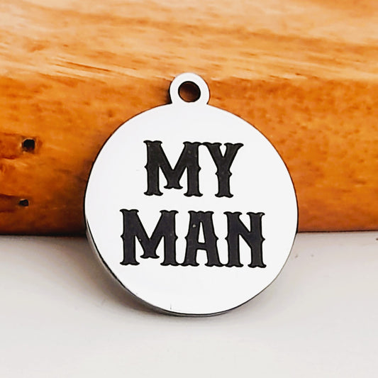 My Man Charms, Bulk Packs, Stainless Steel Gold and Silver Colour Pendants - Tags