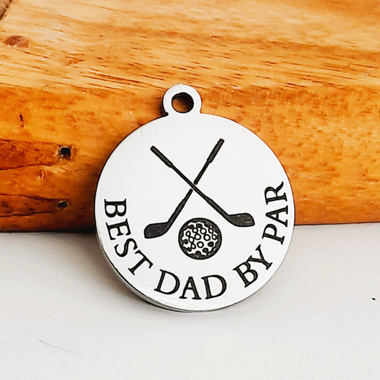 Best Dad Charms, Bulk Packs, Stainless Steel Gold and Silver Colour Pendants - Tags