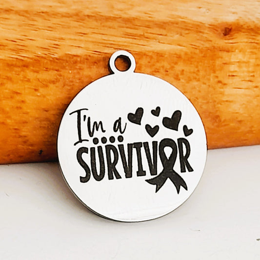 Survivor Charms, Bulk Packs, Stainless Steel Gold and Silver Colour Pendants - Tags