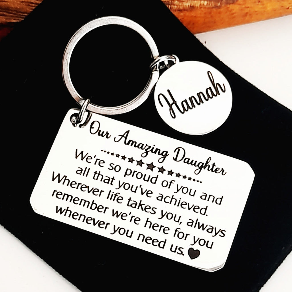 Personalised Daughter Keychain – Gift from Parents – Sentimental Gift for a Birthday