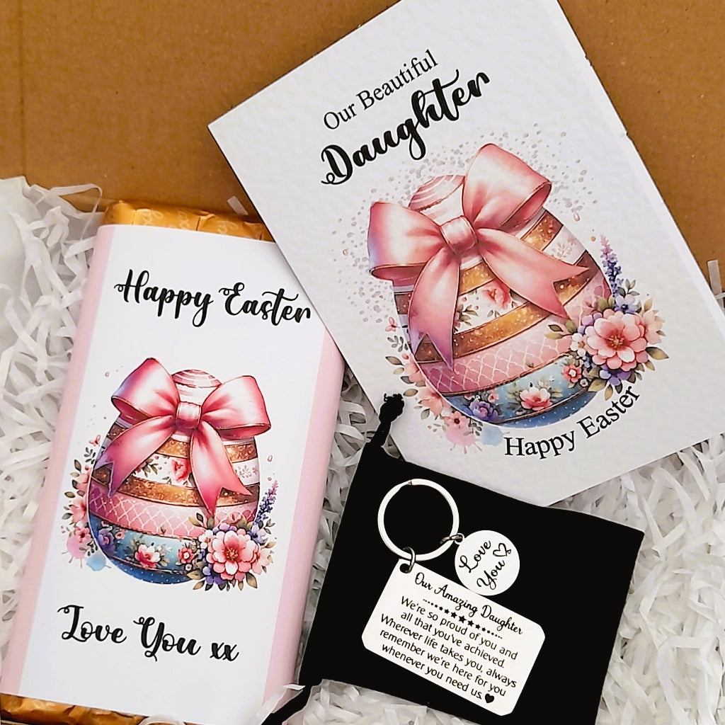 Daughter Easter Egg design Gift Box – Card, Keychain and Chocolate