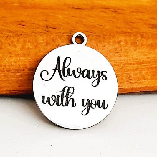 Always With You Charms, Bulk Packs, Stainless Steel Gold and Silver Colour Pendants - Tags