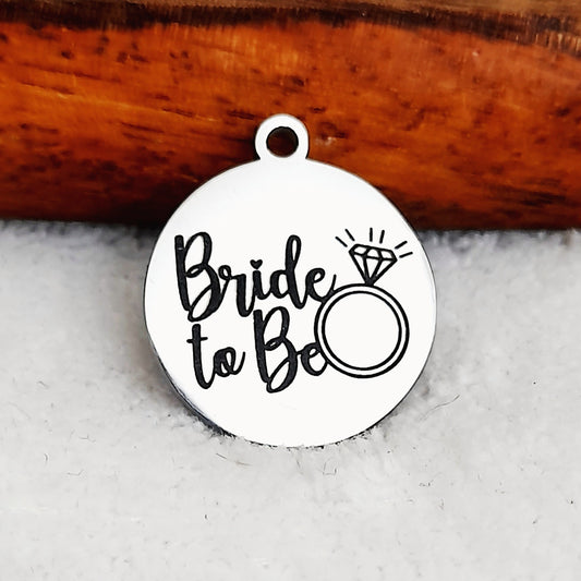 Bride To Be (Ring) Charms, Bulk Packs, Stainless Steel Gold and Silver Colour Pendants - Tags