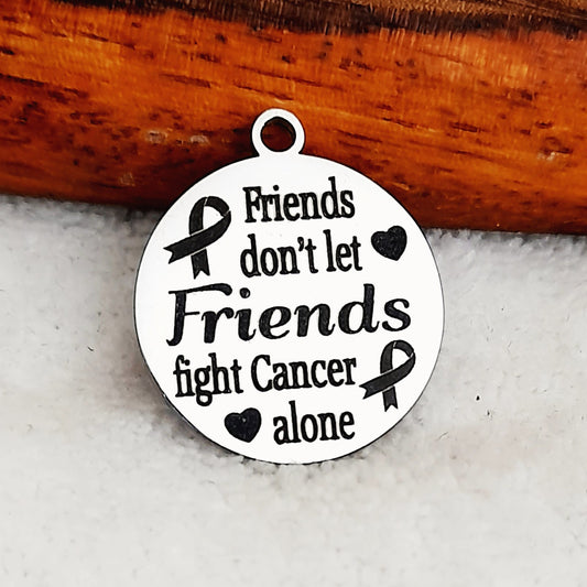 Friends Cancer Charms, Bulk Packs, Stainless Steel Gold and Silver Colour Pendants - Tags