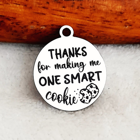 Smart Cookie Charms, Bulk Packs, Stainless Steel Gold and Silver Colour Pendants - Tags