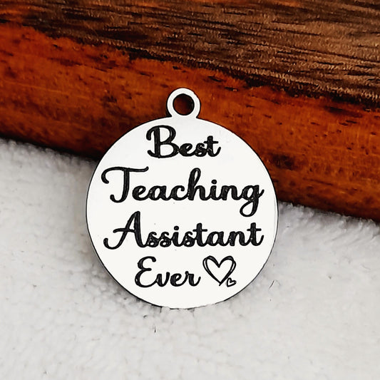 Best Teaching Assistant Charms, Bulk Packs, Stainless Steel Gold and Silver Colour Pendants - Tags