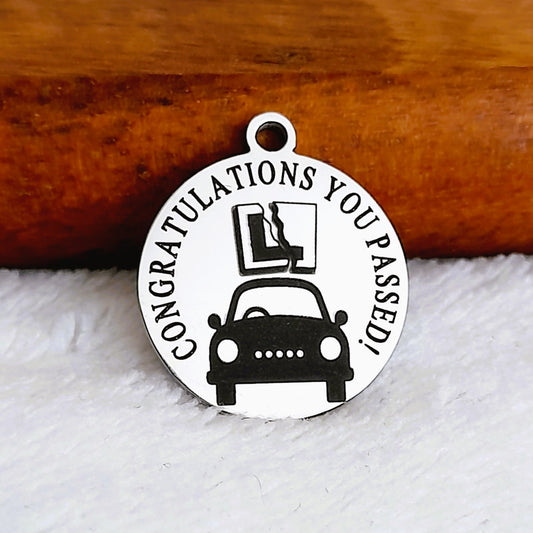 You Passed Charms, Bulk Packs, Stainless Steel Gold and Silver Colour Pendants - Tags