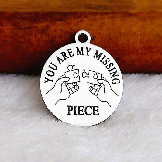 Missing Piece Charms, Bulk Packs, Stainless Steel Gold and Silver Colour Pendants - Tags