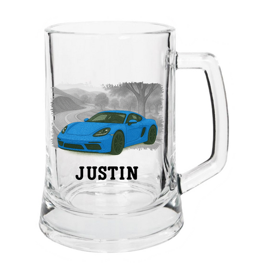 Personalised Car Lover’s Glass – Tankard Beer Mug Gift