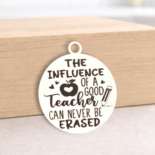Influence of a Good Teacher Charms, Bulk Packs, Stainless Steel Gold and Silver Colour Pendants - Tags