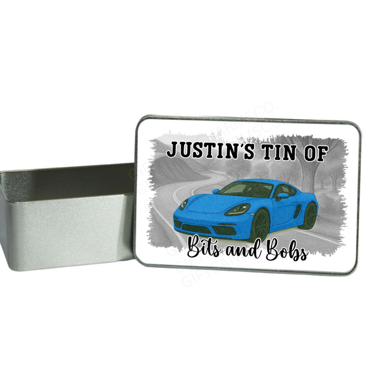 Personalised Metal Tin with Car Design – Custom Storage Box for Bits & Bobs