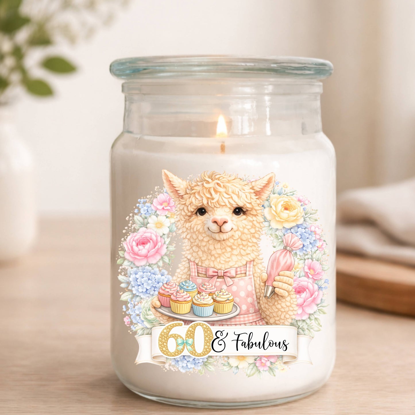 Milestone Birthday Candle Gift – Alpaca Baking Lover Jar Candle Any Age 30 40 50 60 Gift for Her