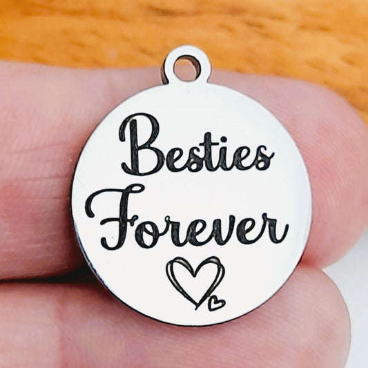 Besties Forever Charms, Bulk Packs, Stainless Steel Pendants - Tags