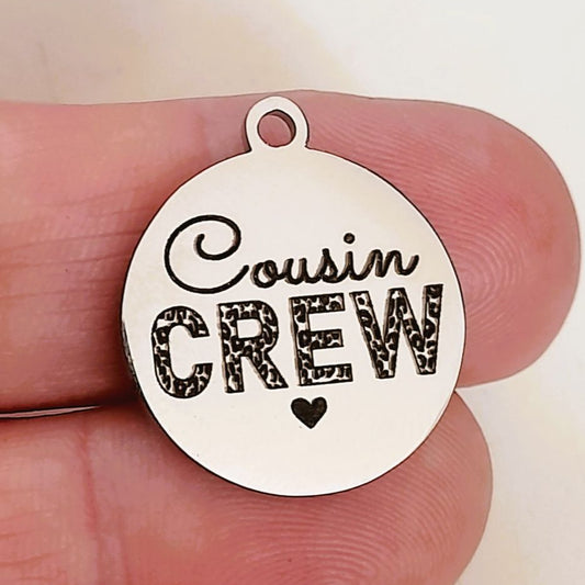 Cousin Crew Charms, Bulk Packs, Stainless Steel Pendants - Tags