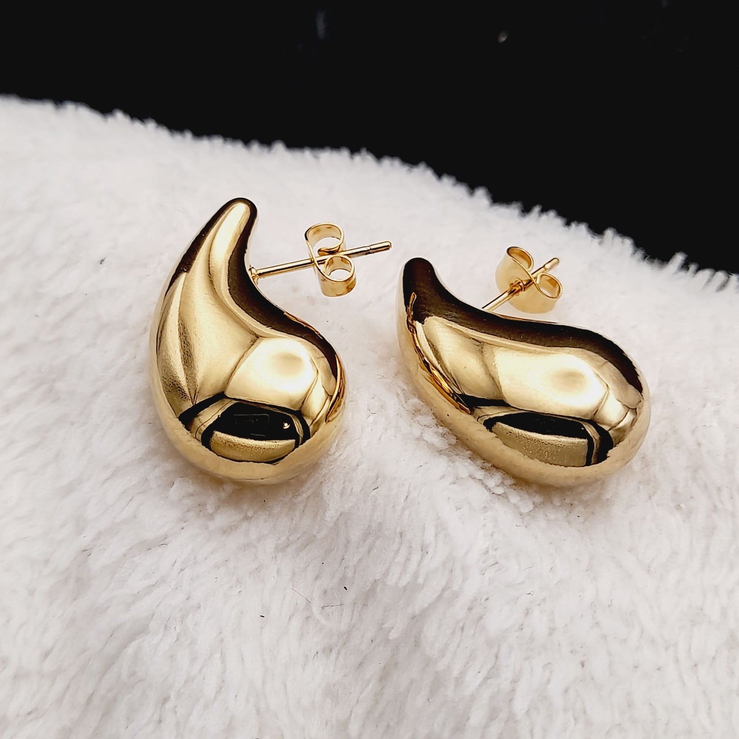 Chunky Teardrop Stainless Steel 18k Gold Plated Earrings