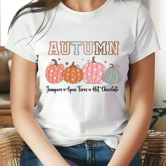White Short sleeved Autumn T-Shirt – Unisex Cosy Season Style